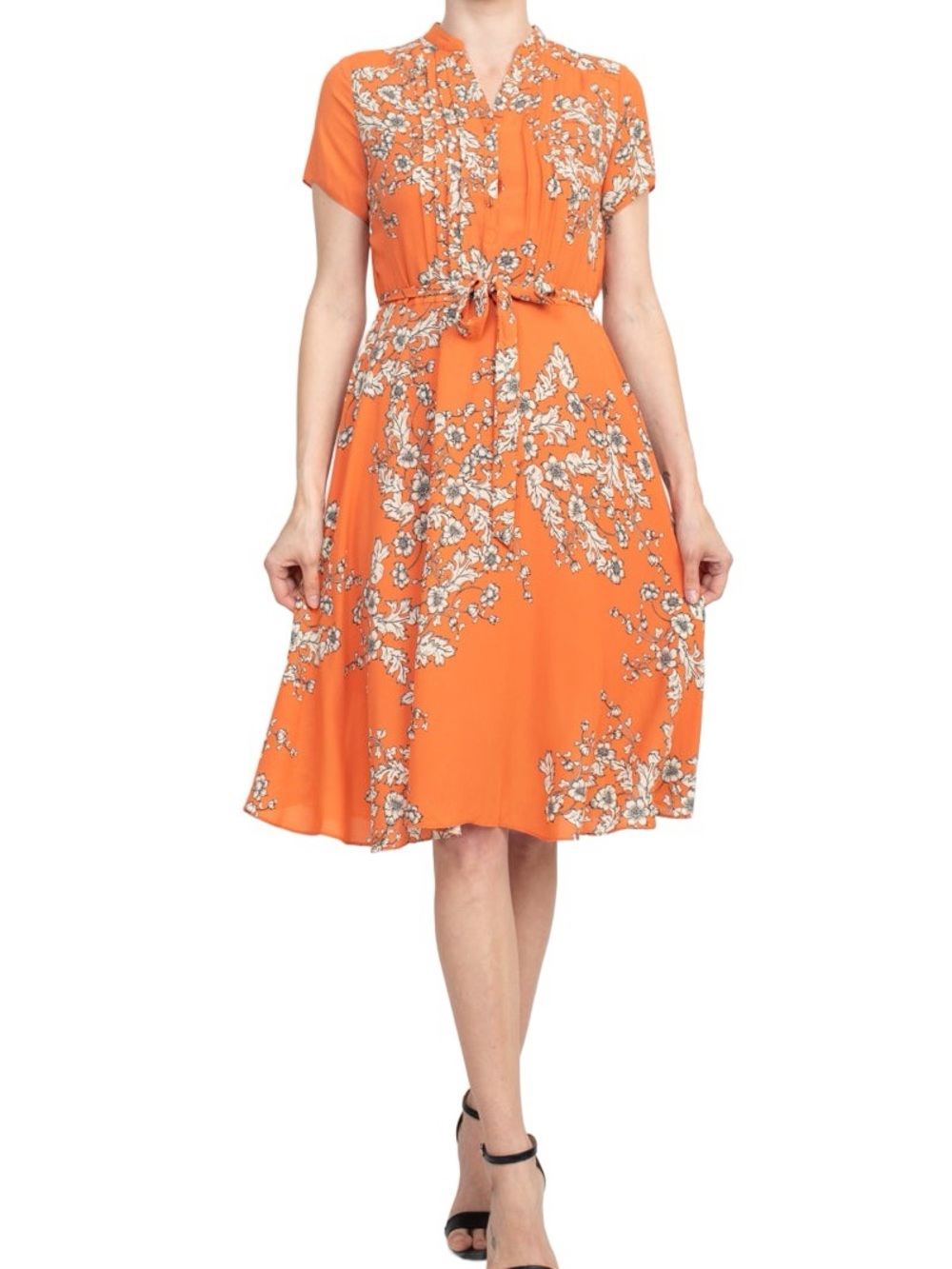 Nanette Lepore Floral Orange Wrap Dress Sz 6